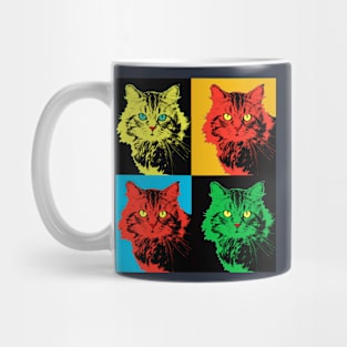 CAT POP ART  yellow red green Mug